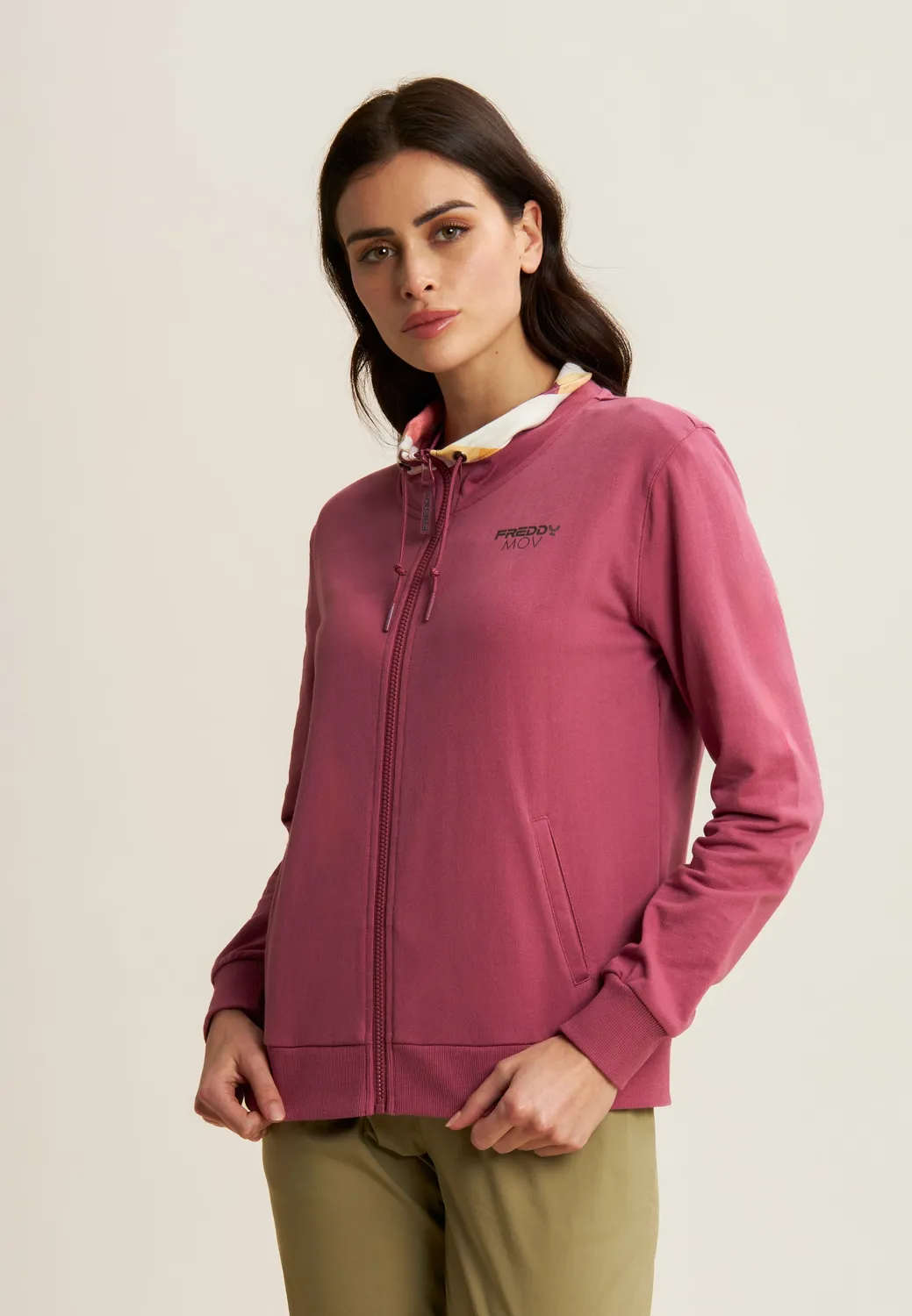Freddy Sweatjacke Stehkragen Schwarz Zebra M