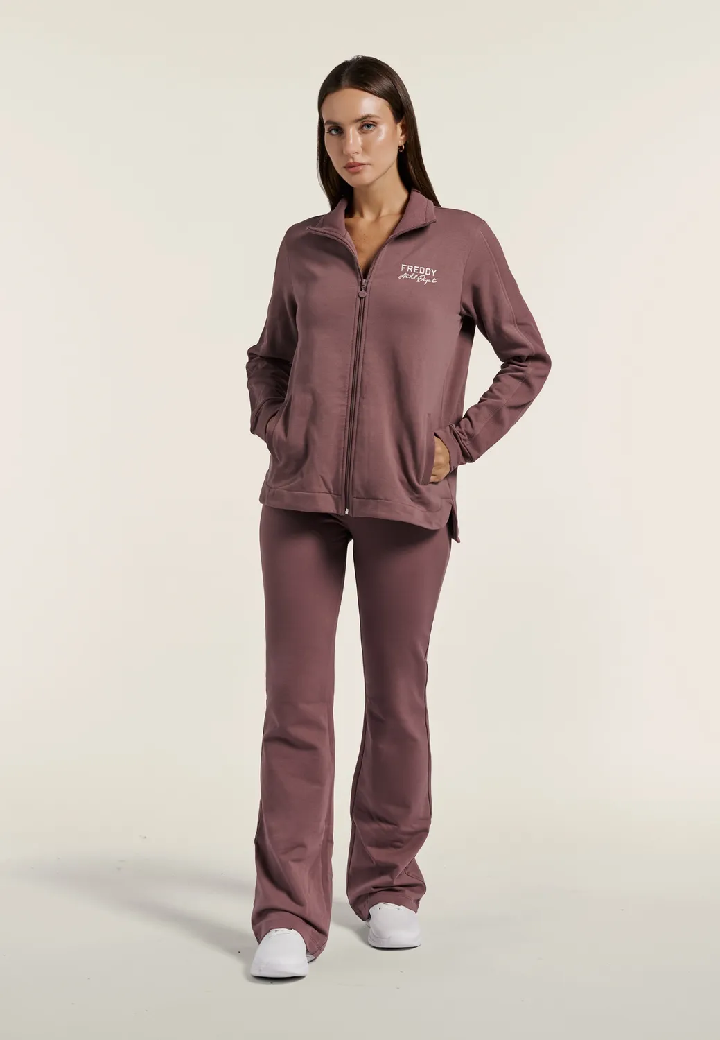 Freddy Damen Sweatjacke Asymmetrisch Zip Rose Taupe