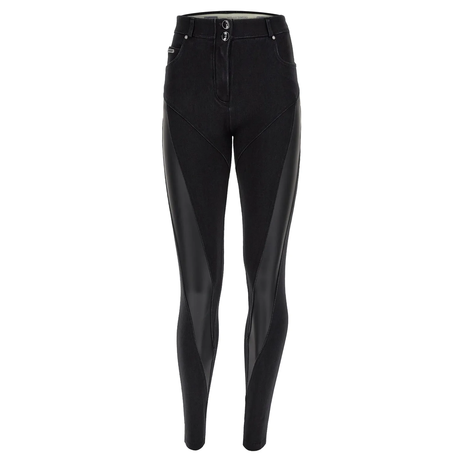 Freddy WR.UP Push-Up Jeans schwarz Leder-Einsatz Skinny