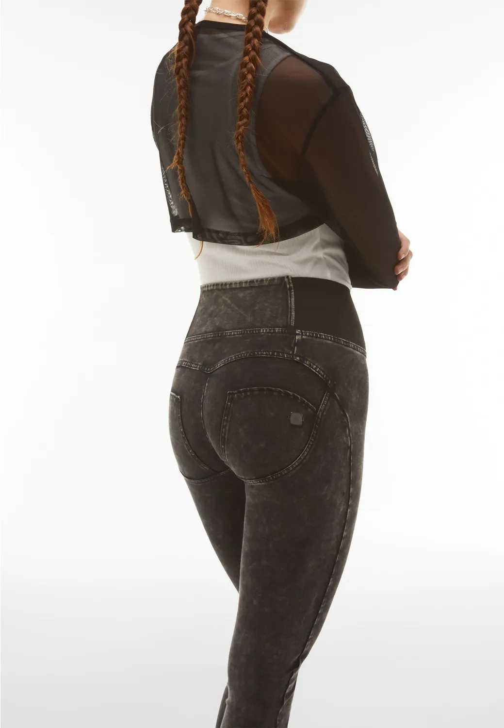 Freddy WR.UP Ice Wash High Waist Hose Navy Peony Push-up