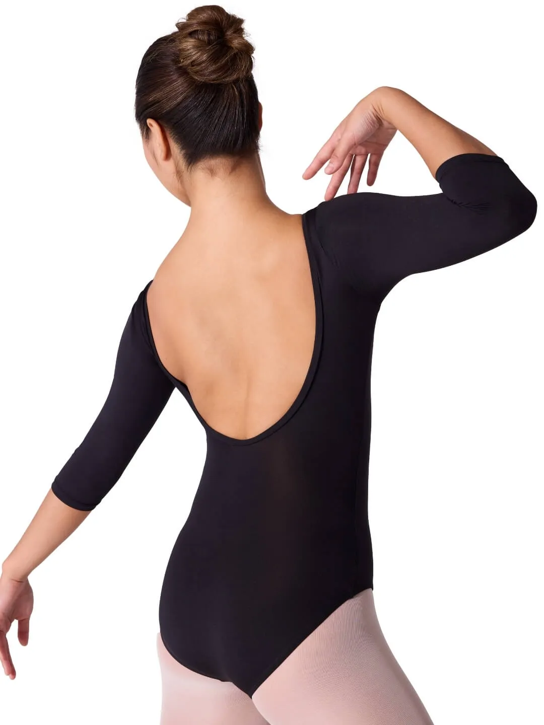 Capezio Essentials ES1004W Ballettanzug 3/4-Arm Schwarz blickdicht