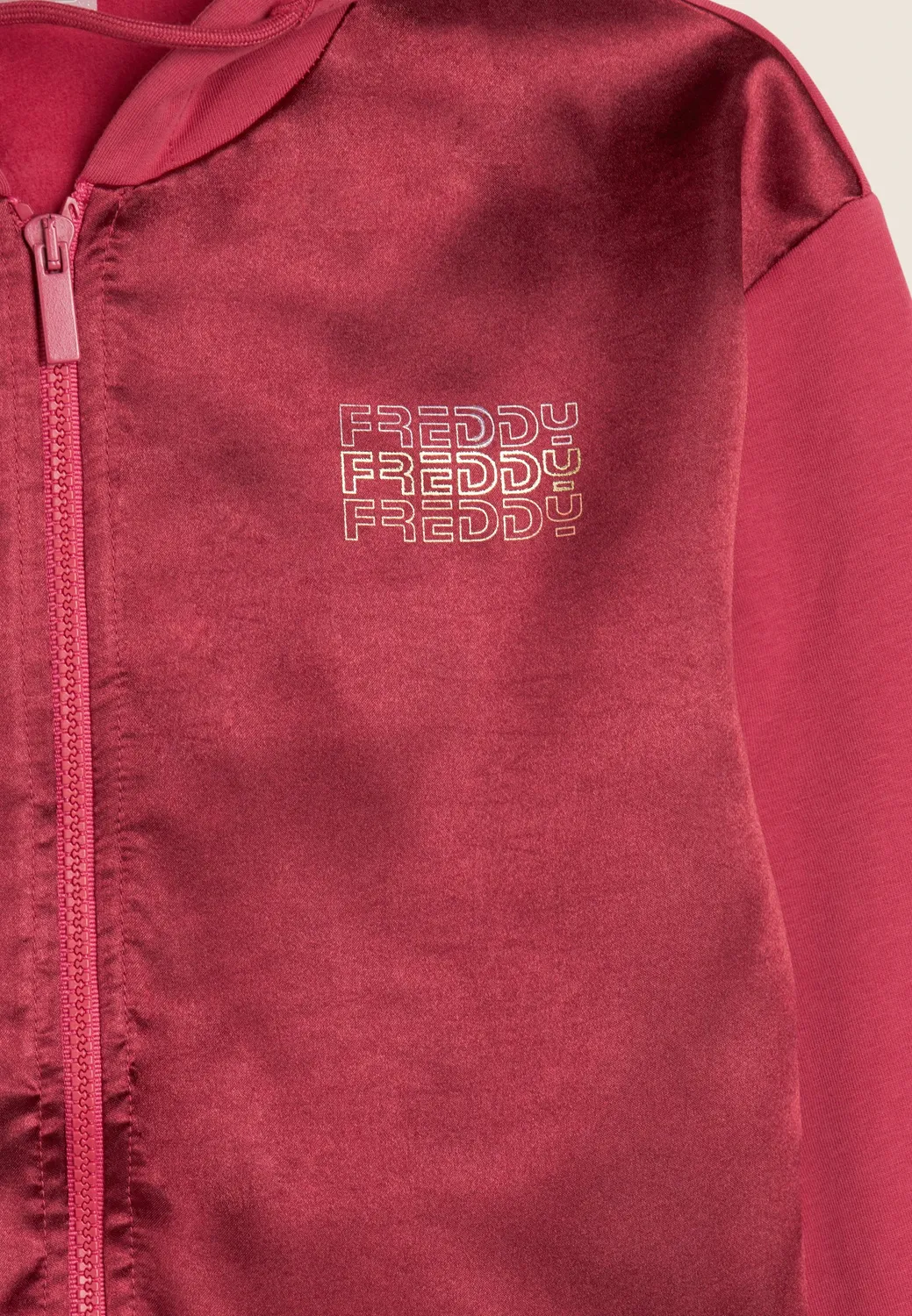 Freddy Mädchen Sweatjacke Satin-Front Lurex rot