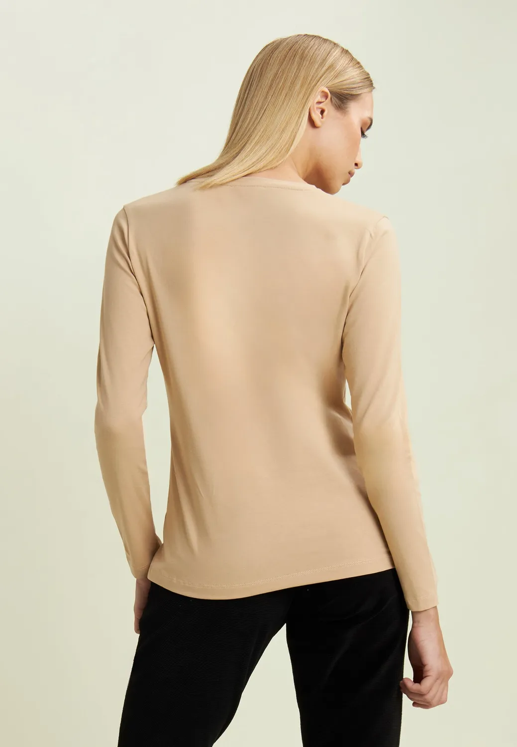 Freddy Langarmshirt Damen Nero Something Amazing Strass