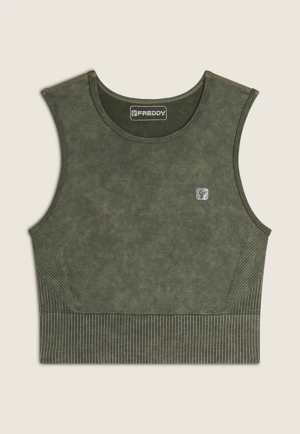 Freddy Top kurz seamless Acid-Wash Beetle Green Used