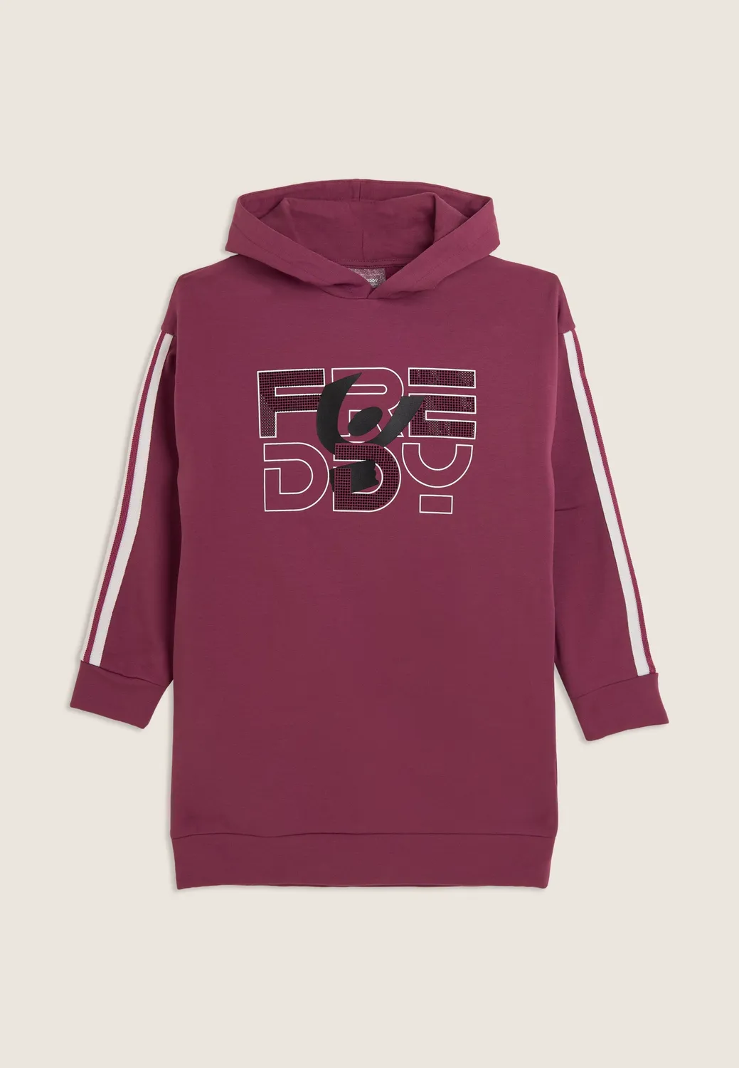 Freddy Sweatkleid Junior Schwarz 10 Jahre Strass Kapuze