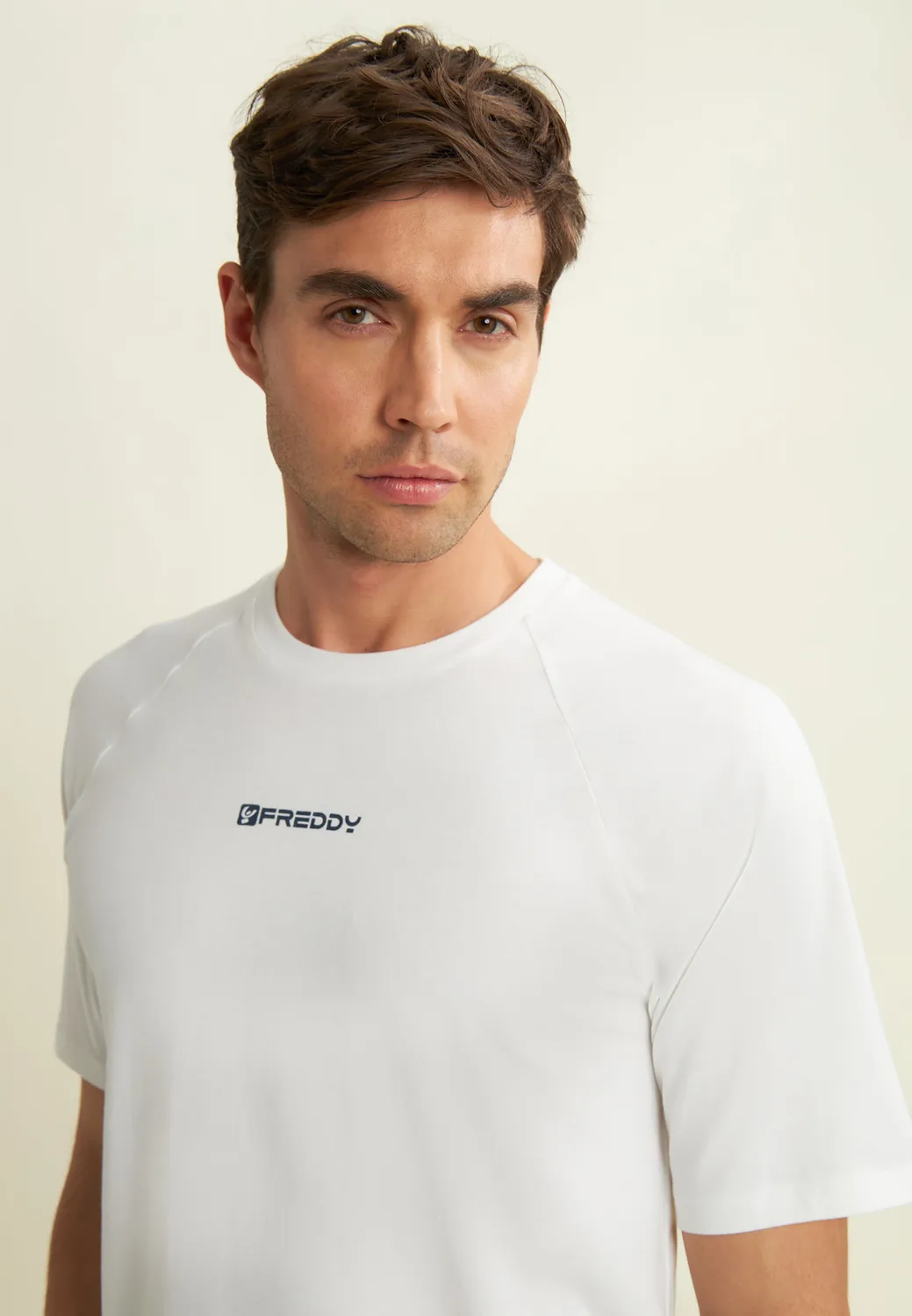 Freddy Herren T-Shirt Slim Glanz-Print Jet Black