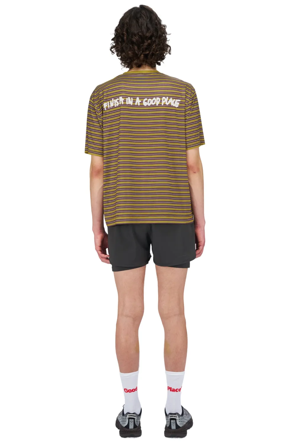 UNNA Wavy Striped Laufshirt Herren Mud Gold perforiert