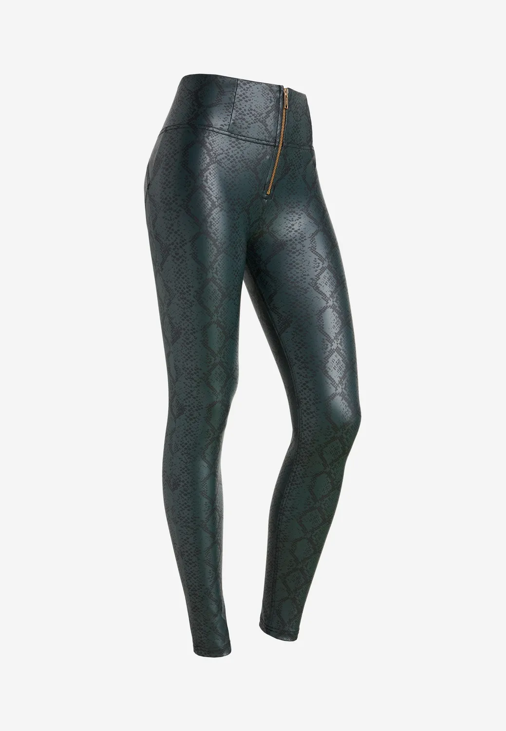Freddy WR.UP Leggings High Waist Kunstleder Python Blau