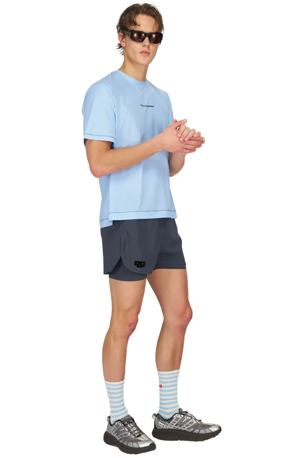UNNA Wavy Tee Laufshirt Herren Serenity Blue atmungsaktiv