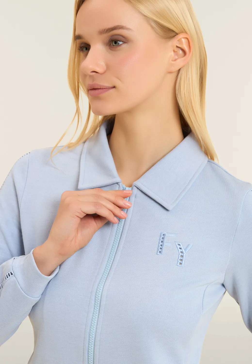 Freddy Full-Zip Sweatjacke Hemdkragen Zen Blue French Terry