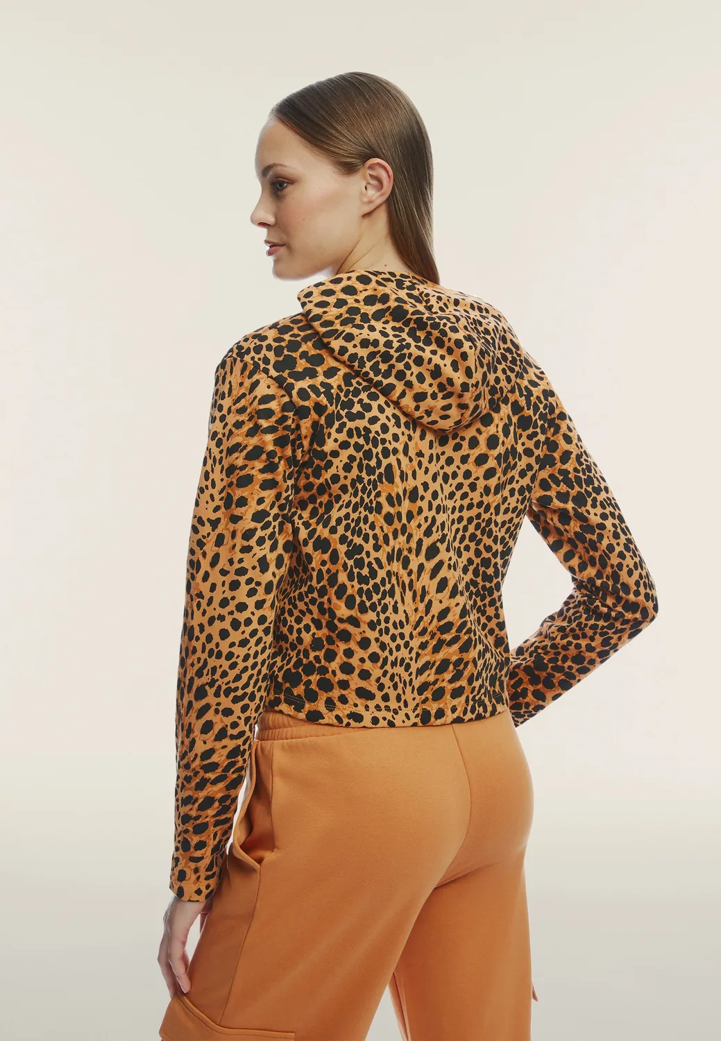 Freddy Animalier Cropped Sweatjacke Leo Pink French Terry
