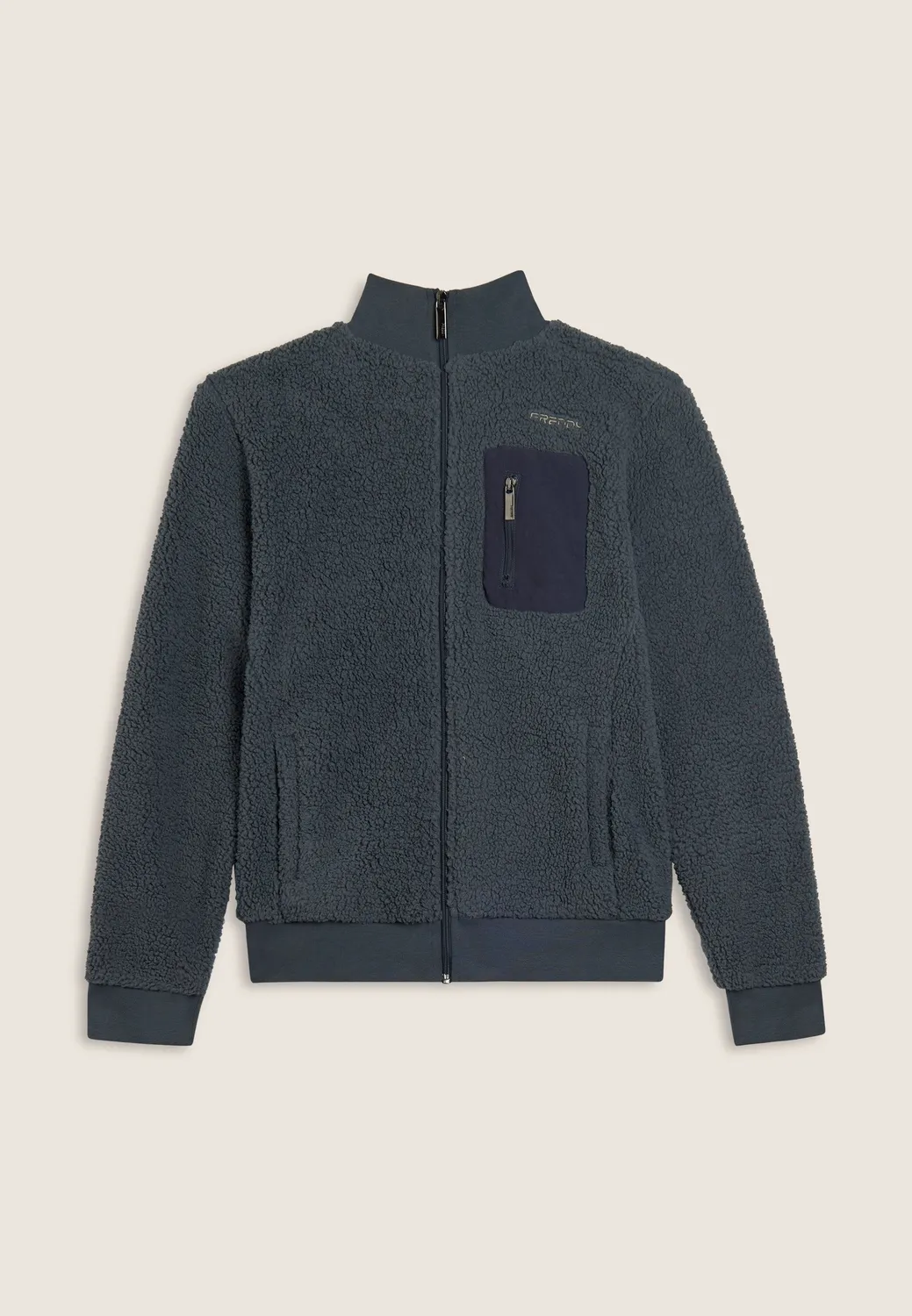 Freddy Sherpa Fleece Jacke Herren Graublau Hochkragen