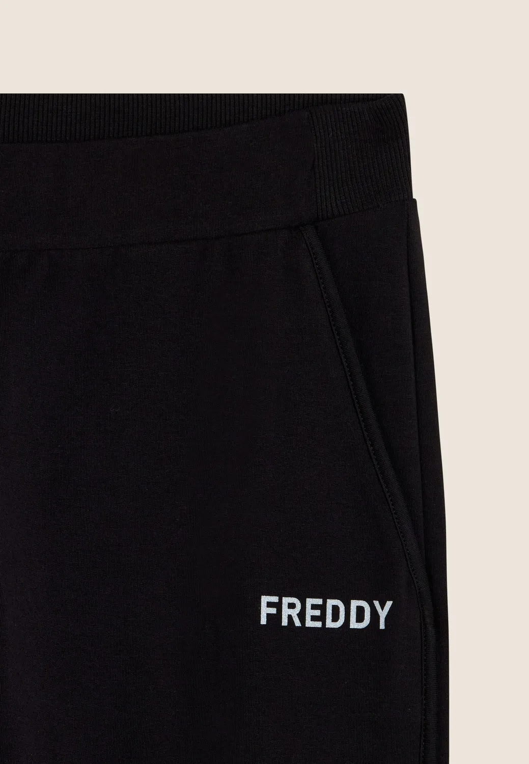 Freddy 7/8 French Terry Hose Damen schwarz runder Saum