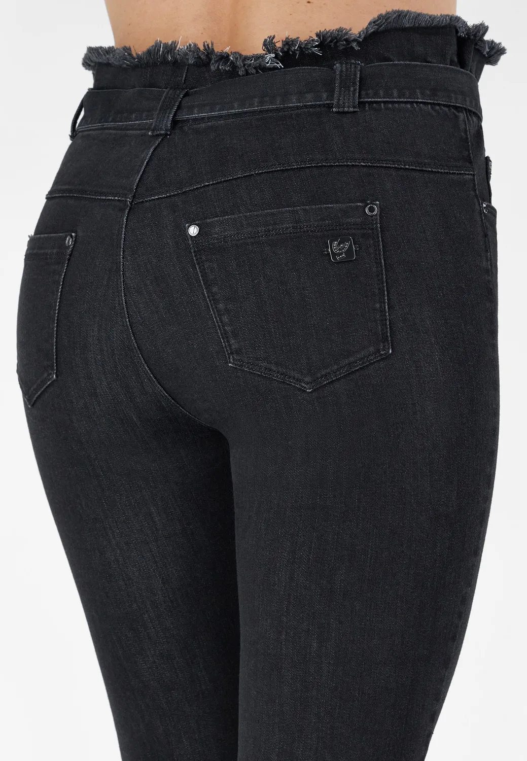 Freddy Black 7/8 Jeans High Waist Gürtel schwarz