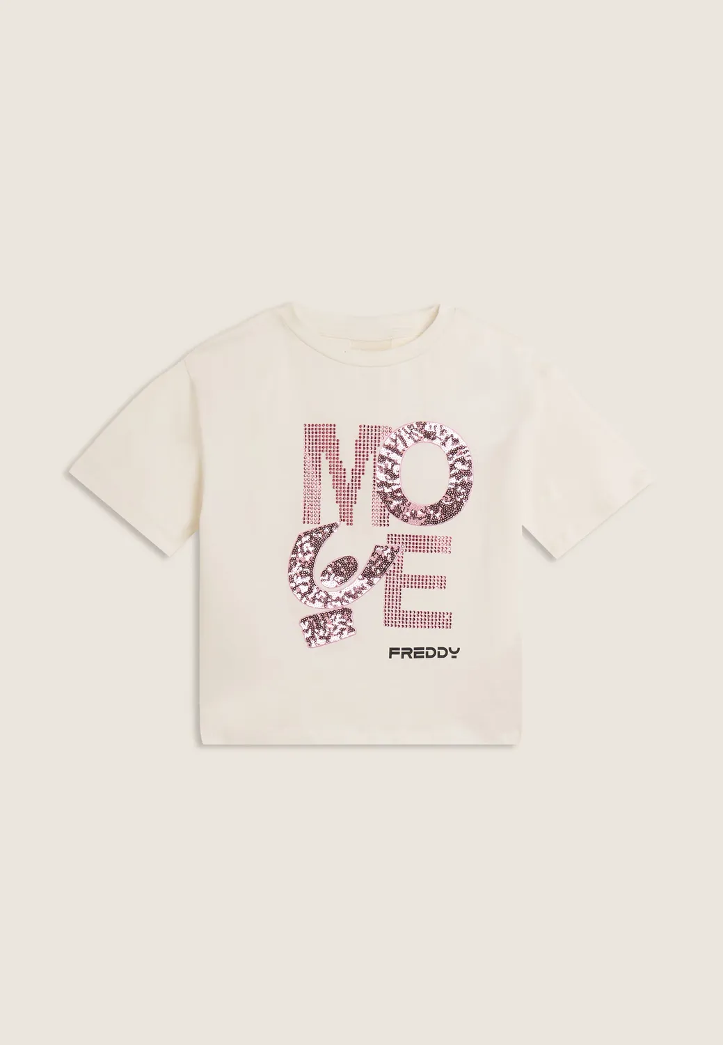 Freddy Junior Cropped T-Shirt MOVE Nero Strass Pailletten