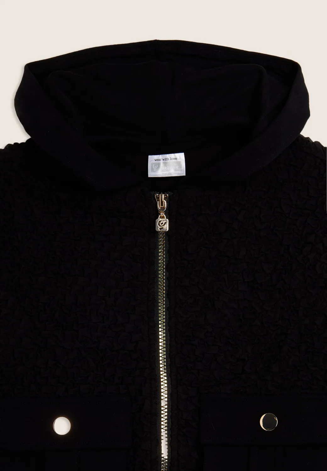 Freddy Junior Teddy Hoodie Mädchen Reißverschluss Schwarz