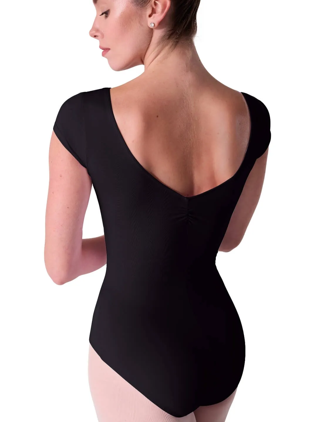 Capezio Essentials ES1009W Kurzarm Ballettanzug Schwarz