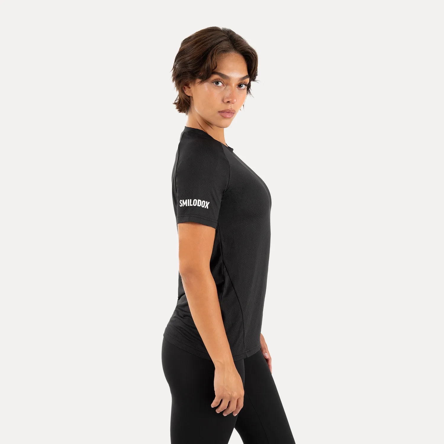 Smilodox Selia T-Shirt Damen Schwarz Slim Fit atmungsaktiv