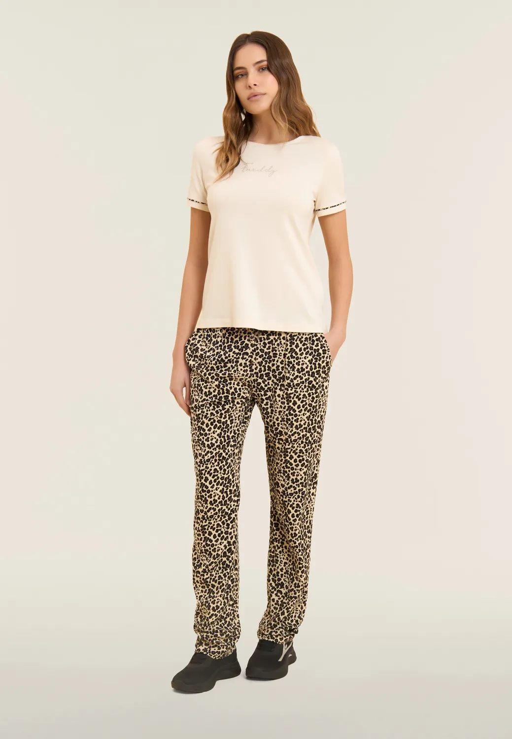 Freddy T-Shirt Crinkle-Rücken schwarz Animalier-Piping