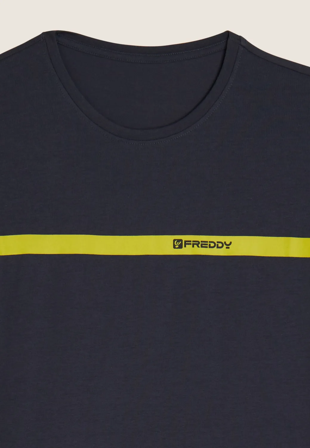Freddy Herren T-Shirt Nero Baumwolle Kontrastbande