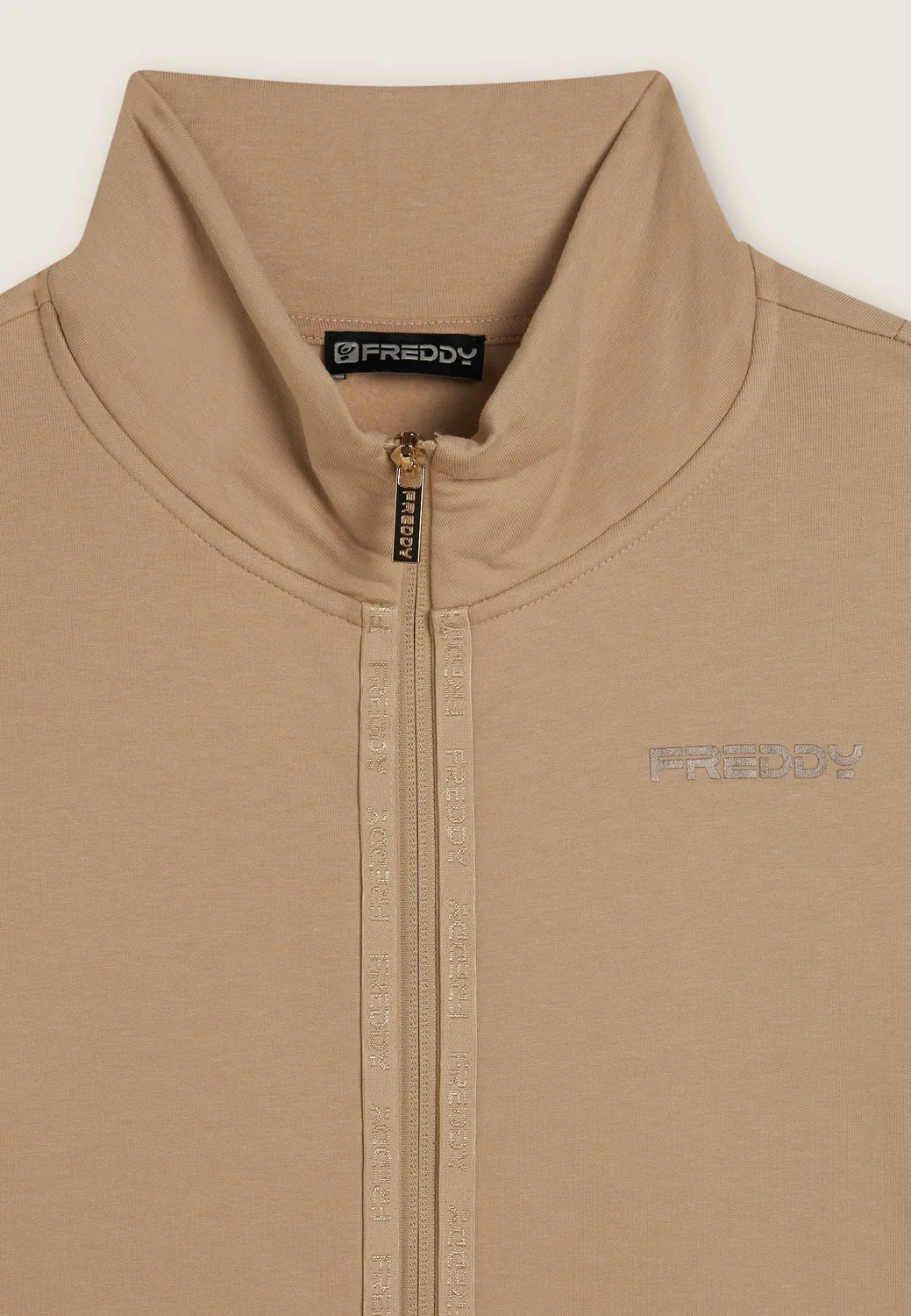 Freddy Sweatjacke Stehkragen Schwarz angeraut