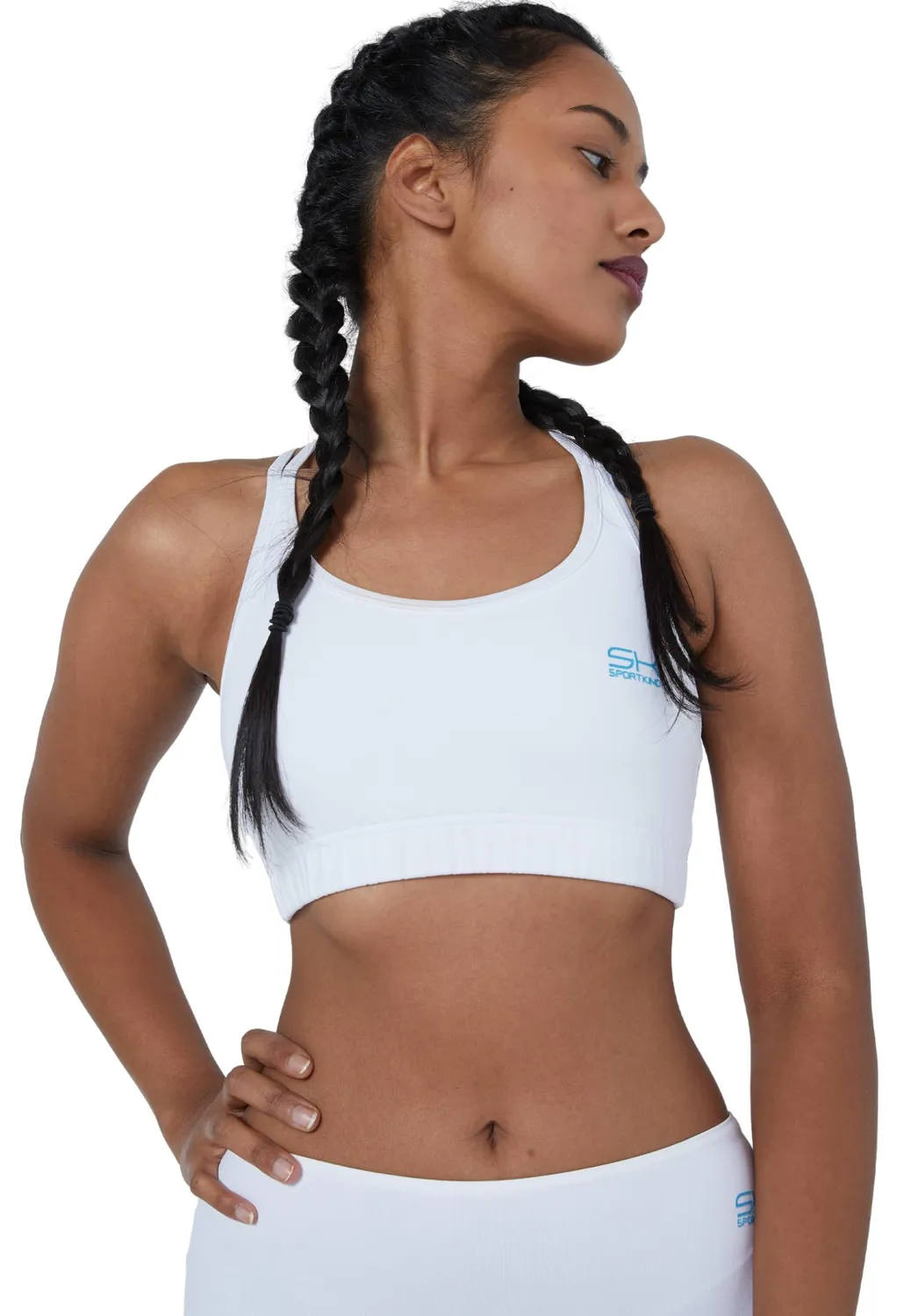 SPORTKIND Sport BH gekreuzte Träger Bustier schwarz