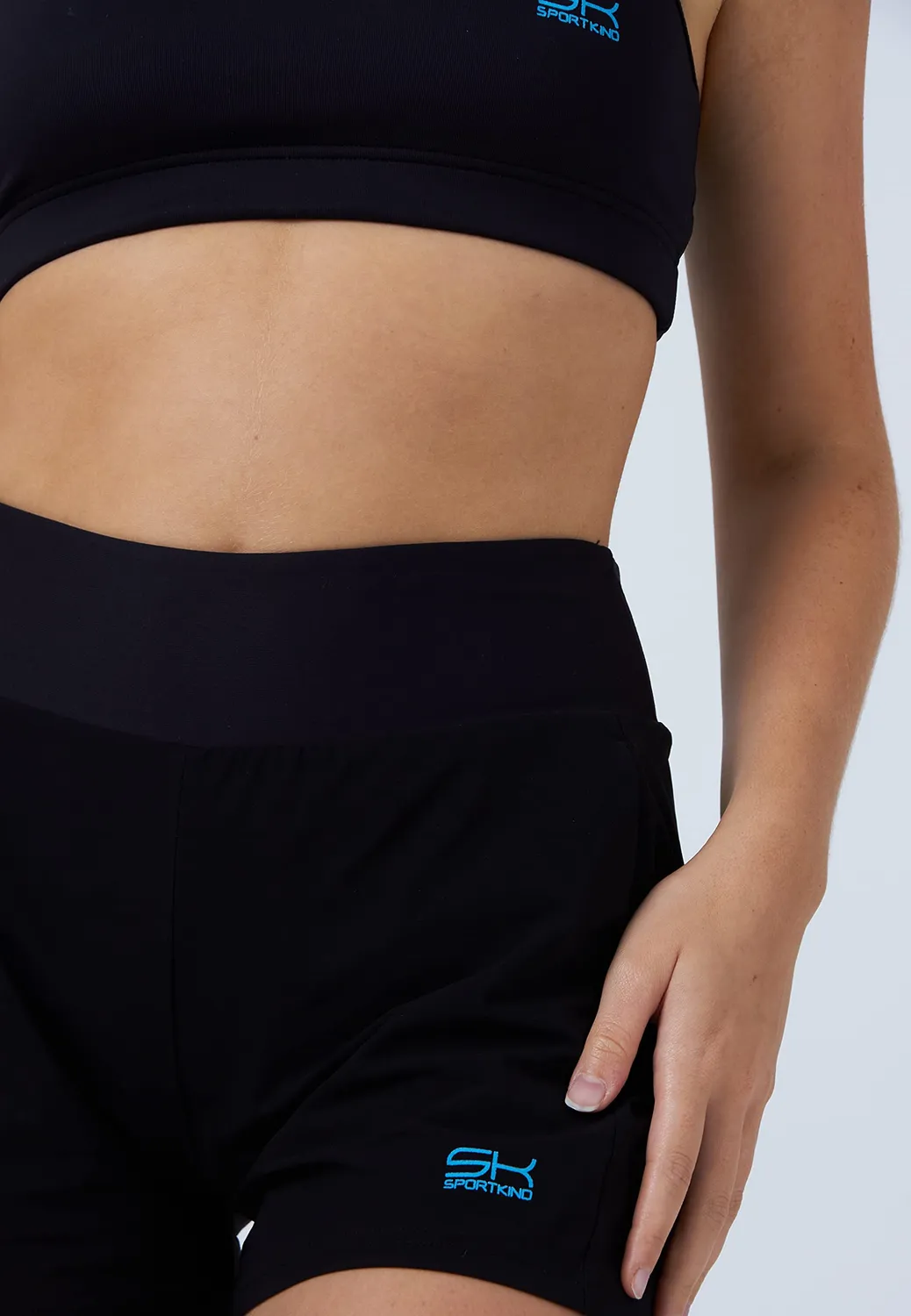 SPORTKIND 2-in-1 Tennis Shorts Schwarz atmungsaktiv