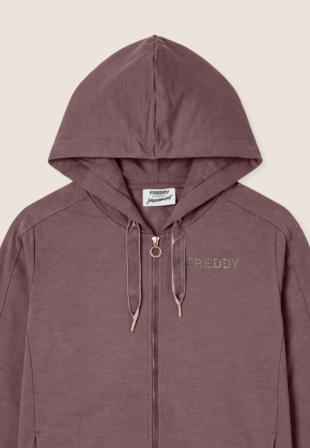 Freddy Regular Hoodie Damen Full-Zip Schwarz asymmetrisch