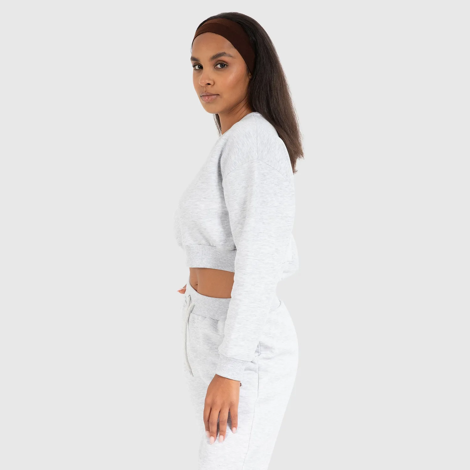 Smilodox Lunara Amelia Crop Sweatshirt Beige Melange