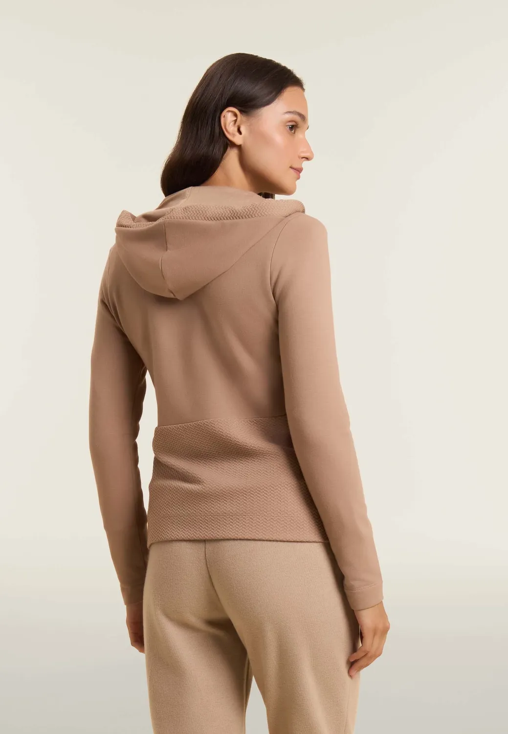 Freddy Damen Hoodie Modal schwarz mit Zopf-Insert