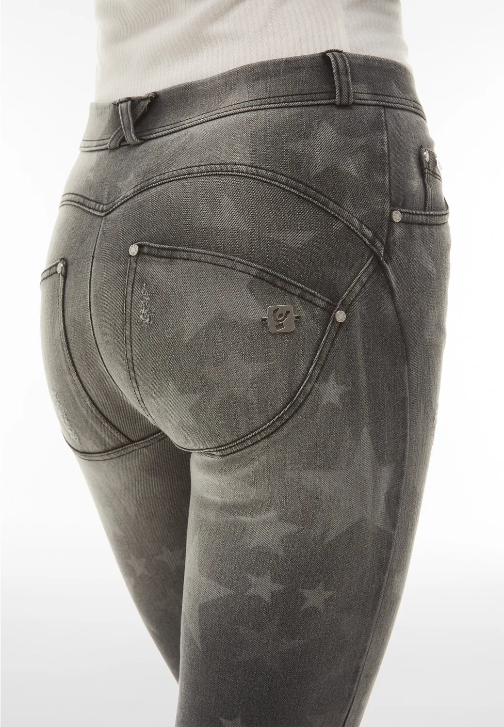 Freddy WR.UP Skinny Jeans Sterneprint grau shaping