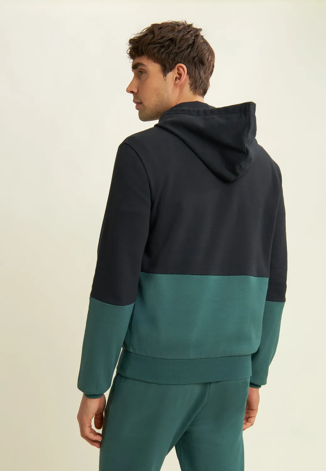 Freddy Colour Block Hoodie Herren Schwarz-Blau Baumwolle