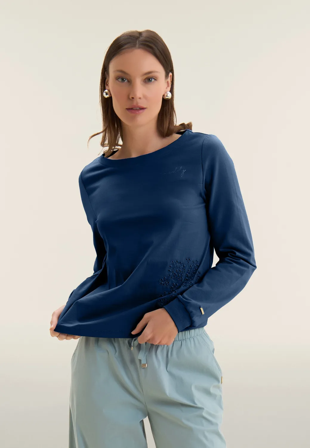 Freddy Damen Sweatshirt Stickerei Dark Denim