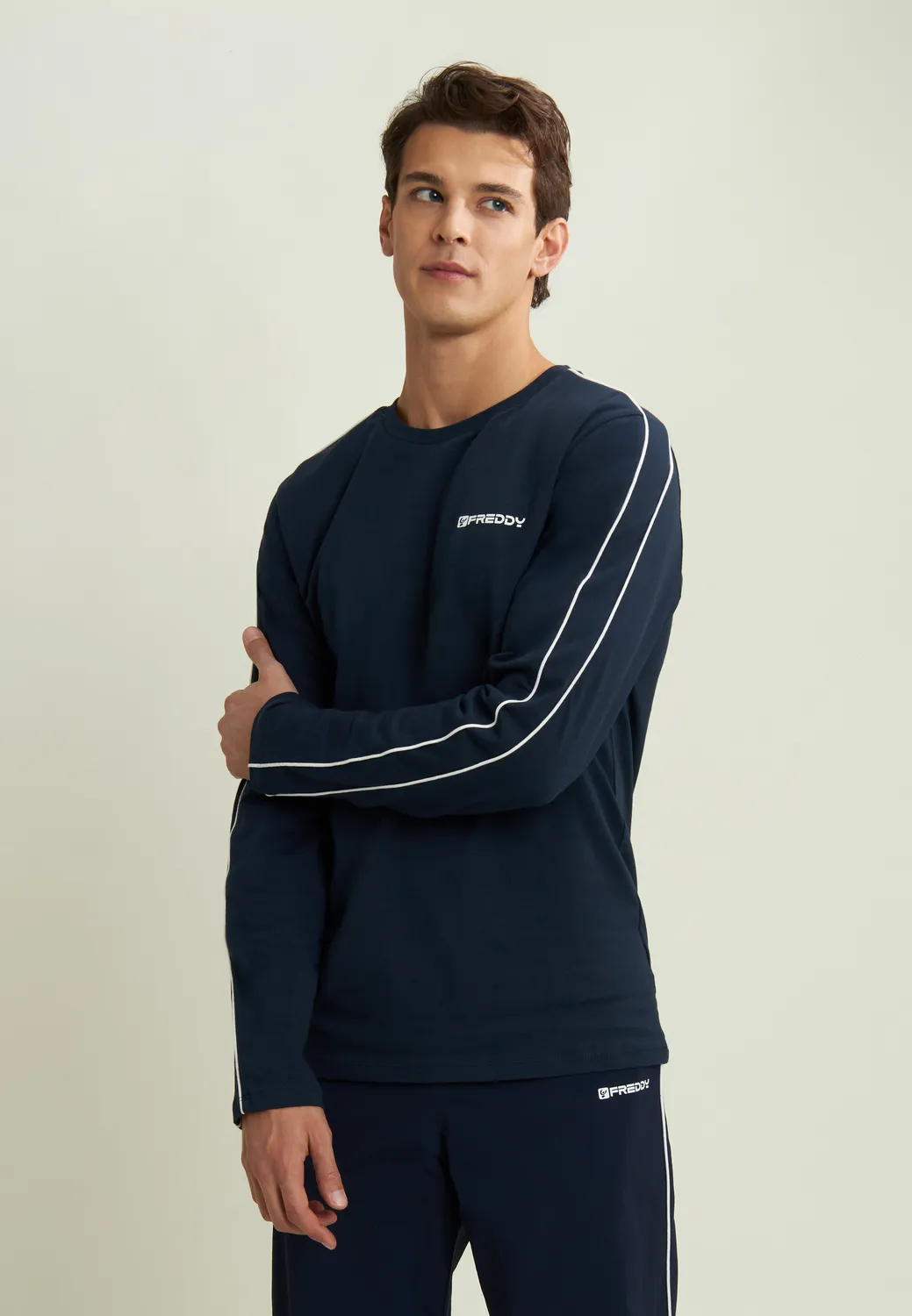Freddy Langarmshirt Jersey Kontrastnähte dunkelblau regular