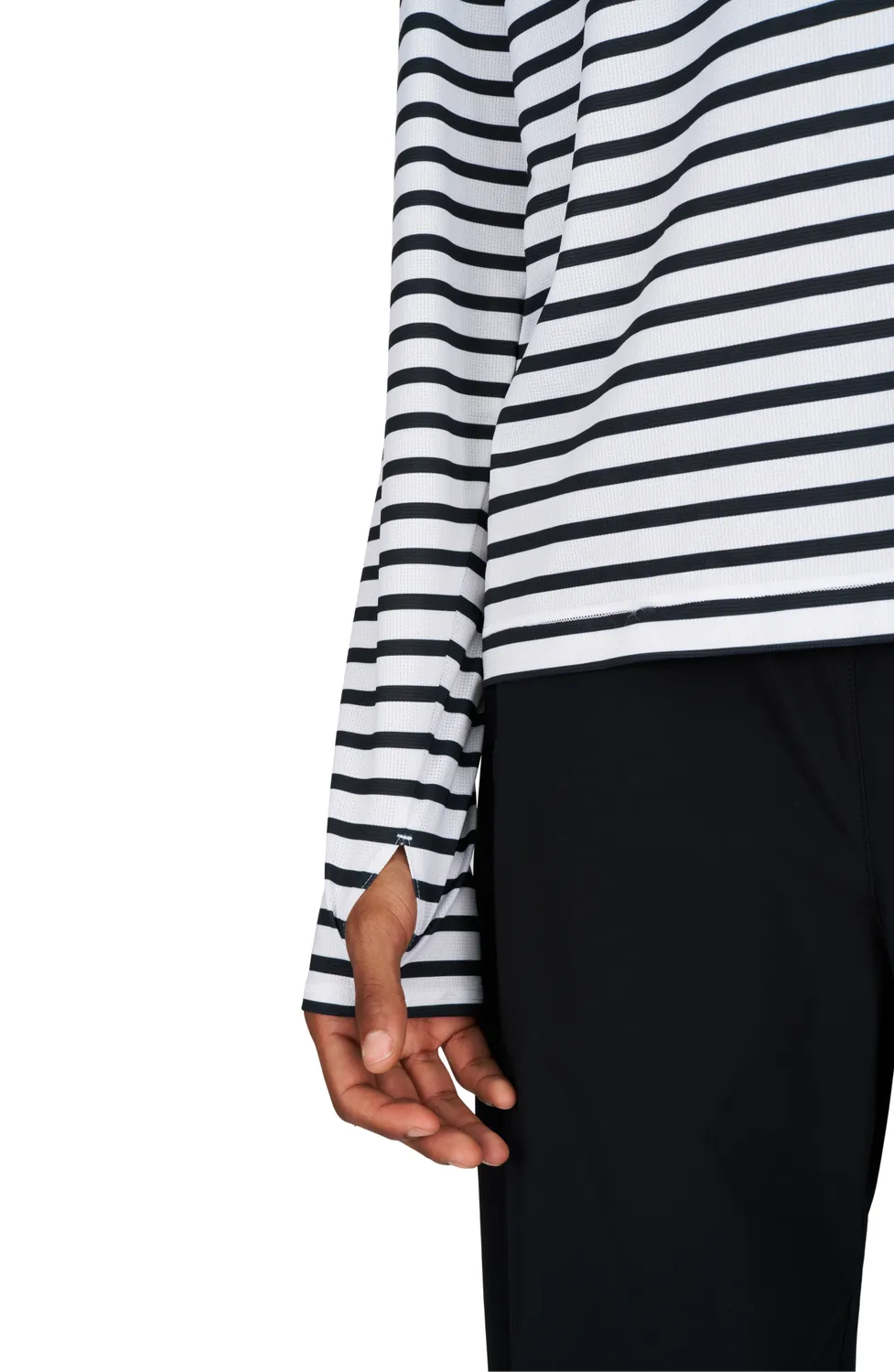 UNNA Striped LS Langarmshirt Herren Weiß-Navy gestreift