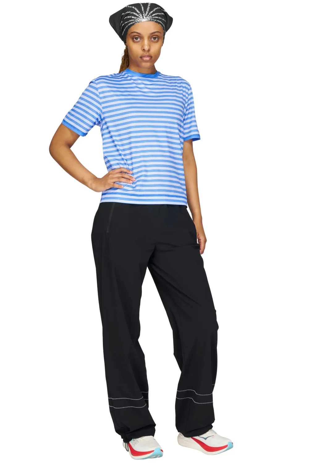 UNNA Wavy Tee Striped Laufshirt Business Blue leicht