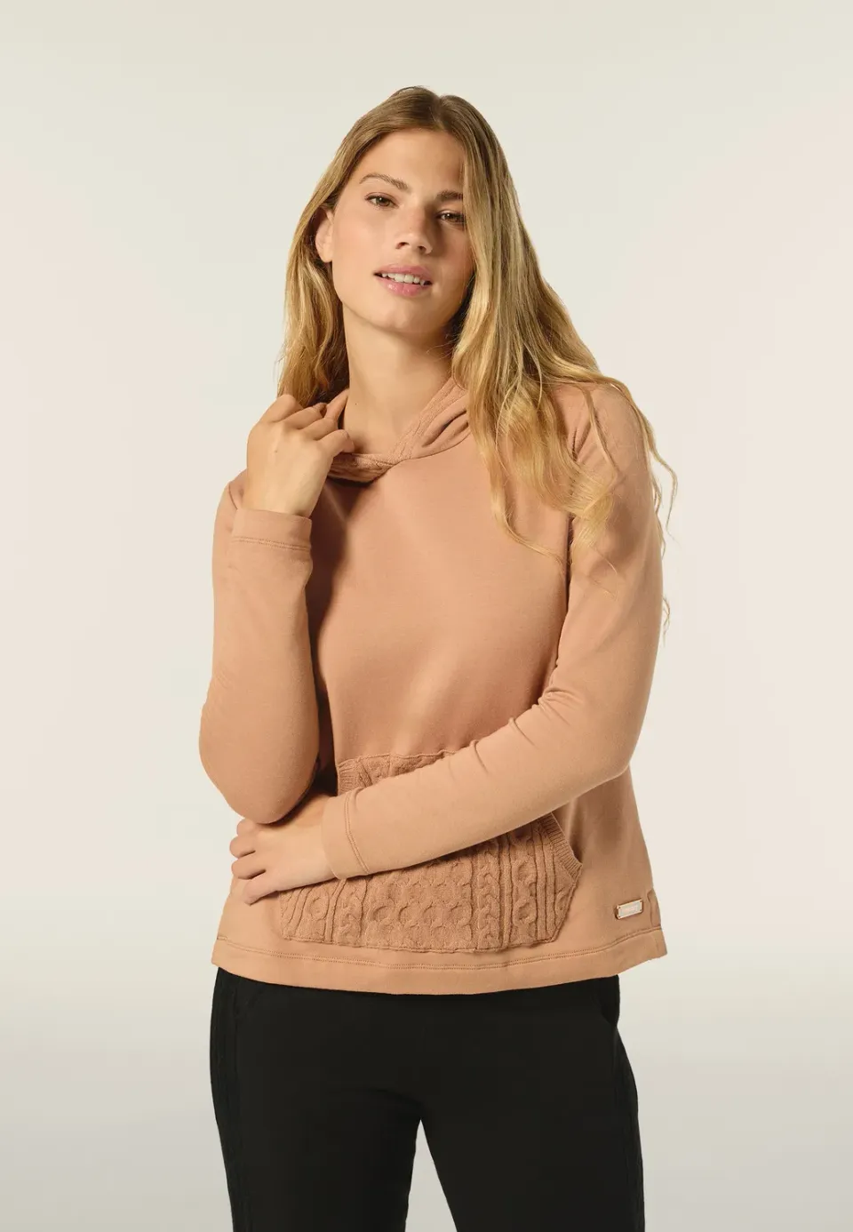 Freddy Damen Sweatshirt Rollkragen Zopfstrick beige