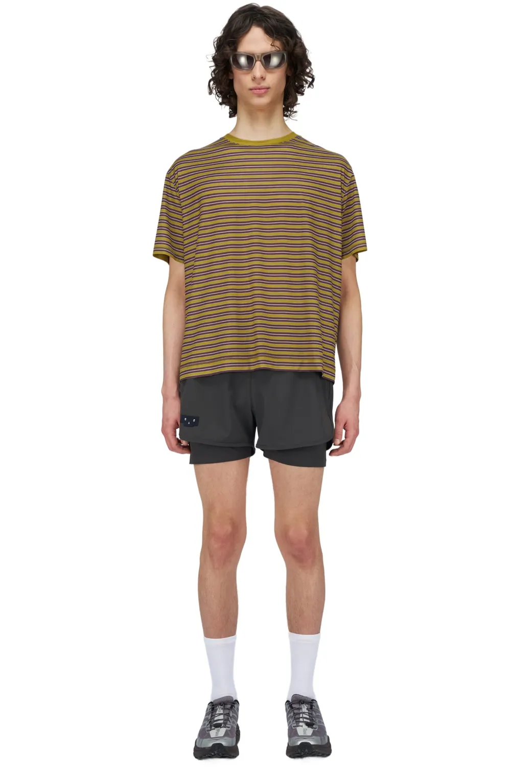 UNNA Wavy Striped Laufshirt Herren Mud Gold perforiert