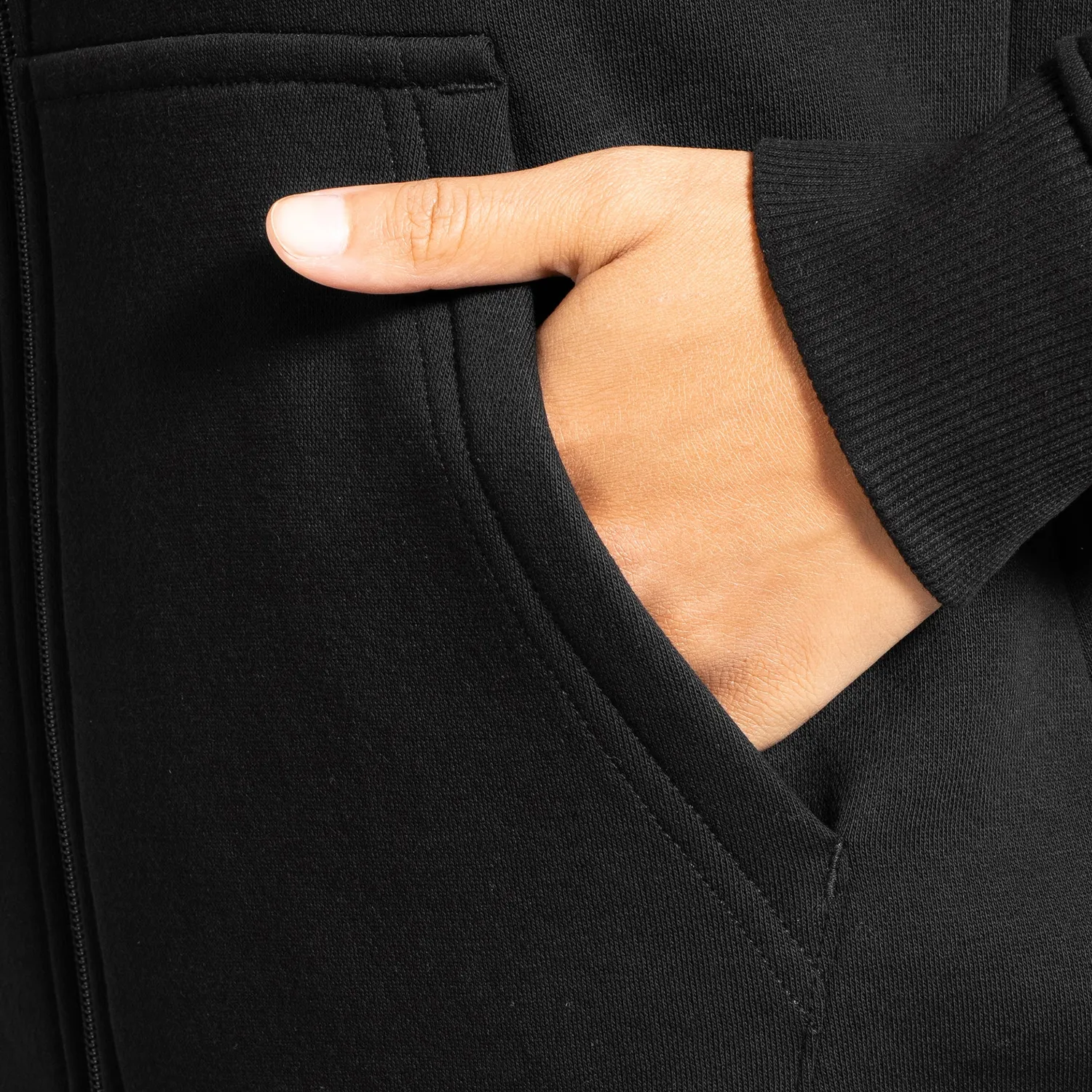 Smilodox Winter Zip Hoodie Damen Schwarz Oversize