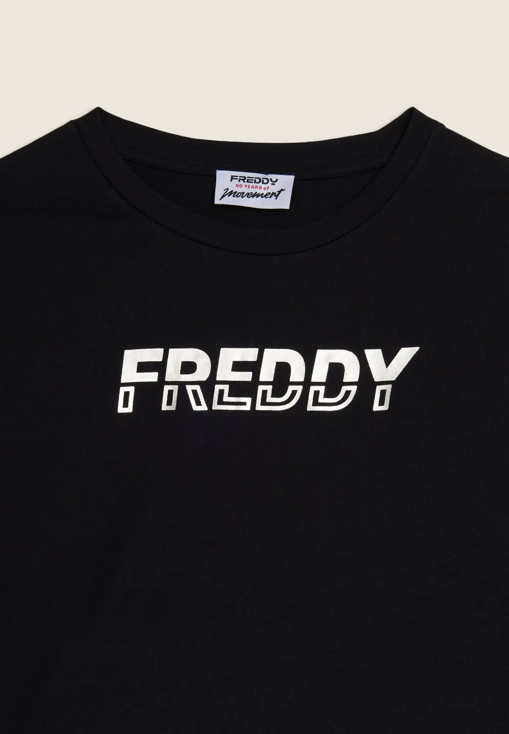 Freddy Cropped T-Shirt Nero-Bianco Kontrast hoher Bund