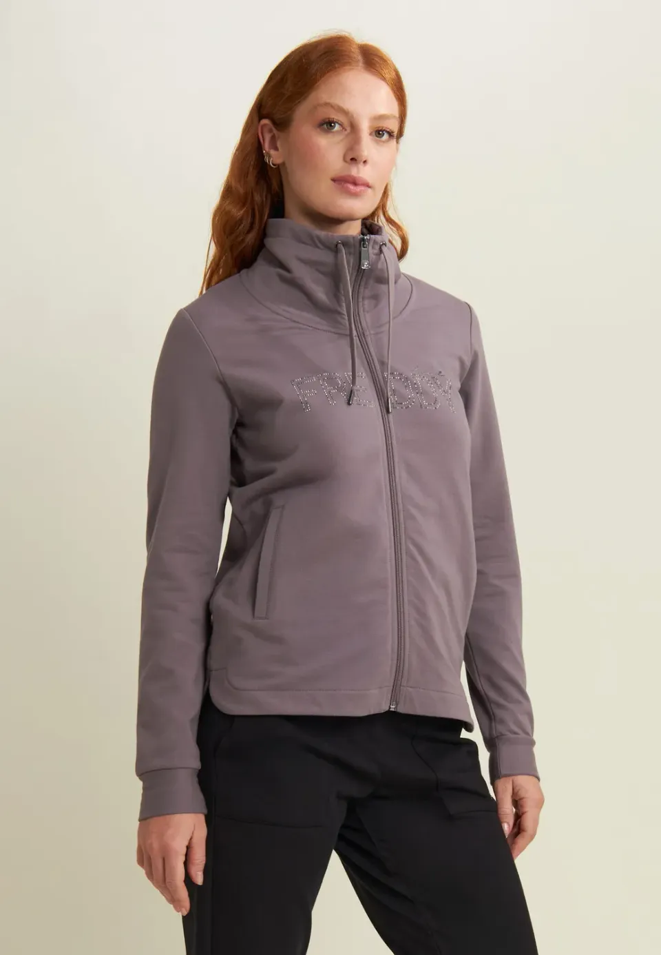Freddy Full Zip Sweatjacke Damen Turbulence hoher Kragen