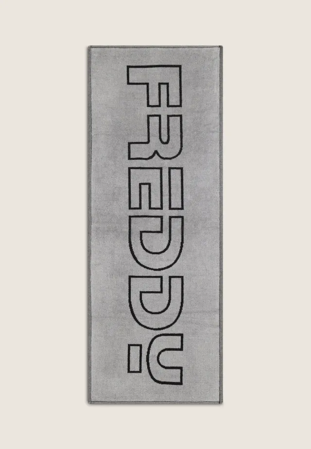 Freddy Sporthandtuch Baumwolle 37x100 Grau-Schwarz saugfähig