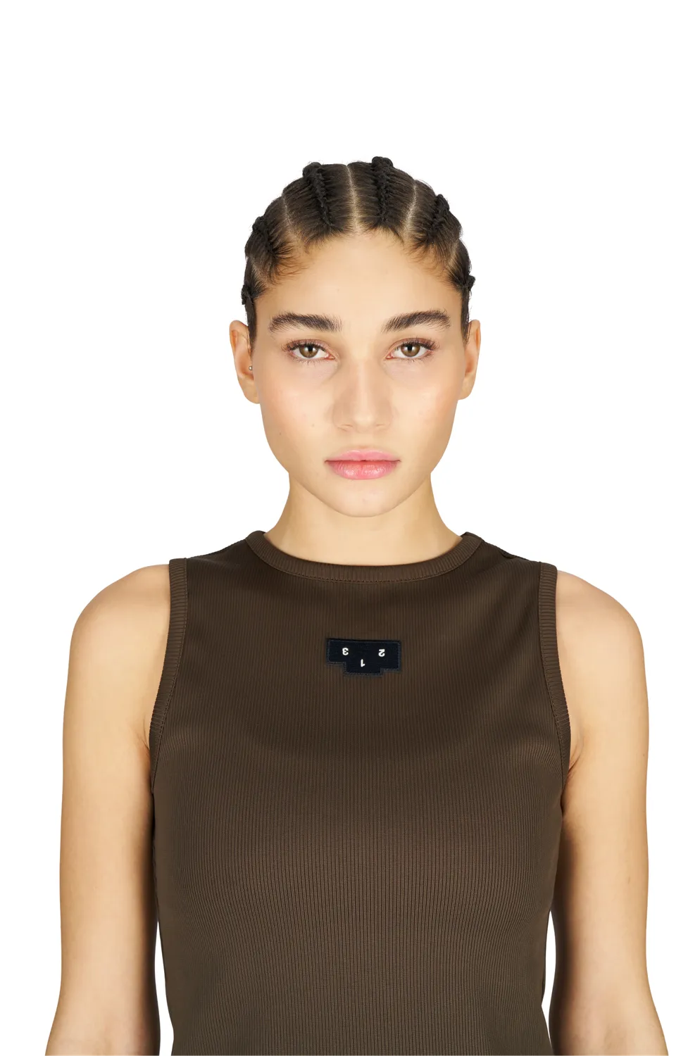 UNNA Rib Tank Top Wren Brown recycelt