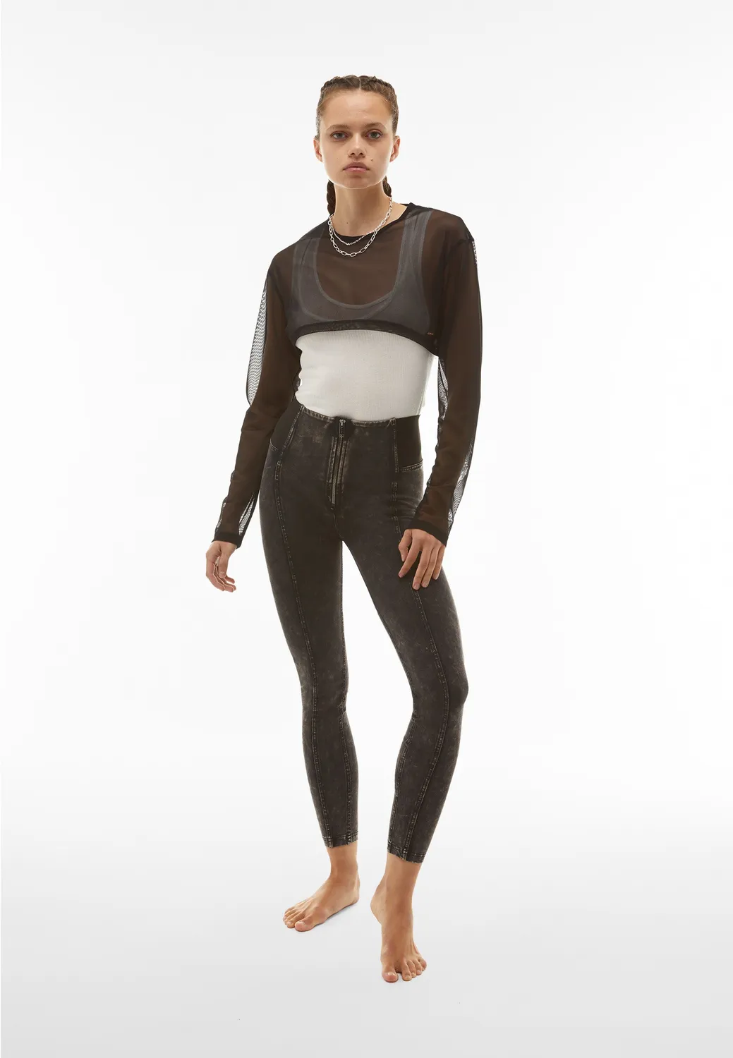 Freddy WR.UP Ice Wash High Waist Hose Navy Peony Push-up