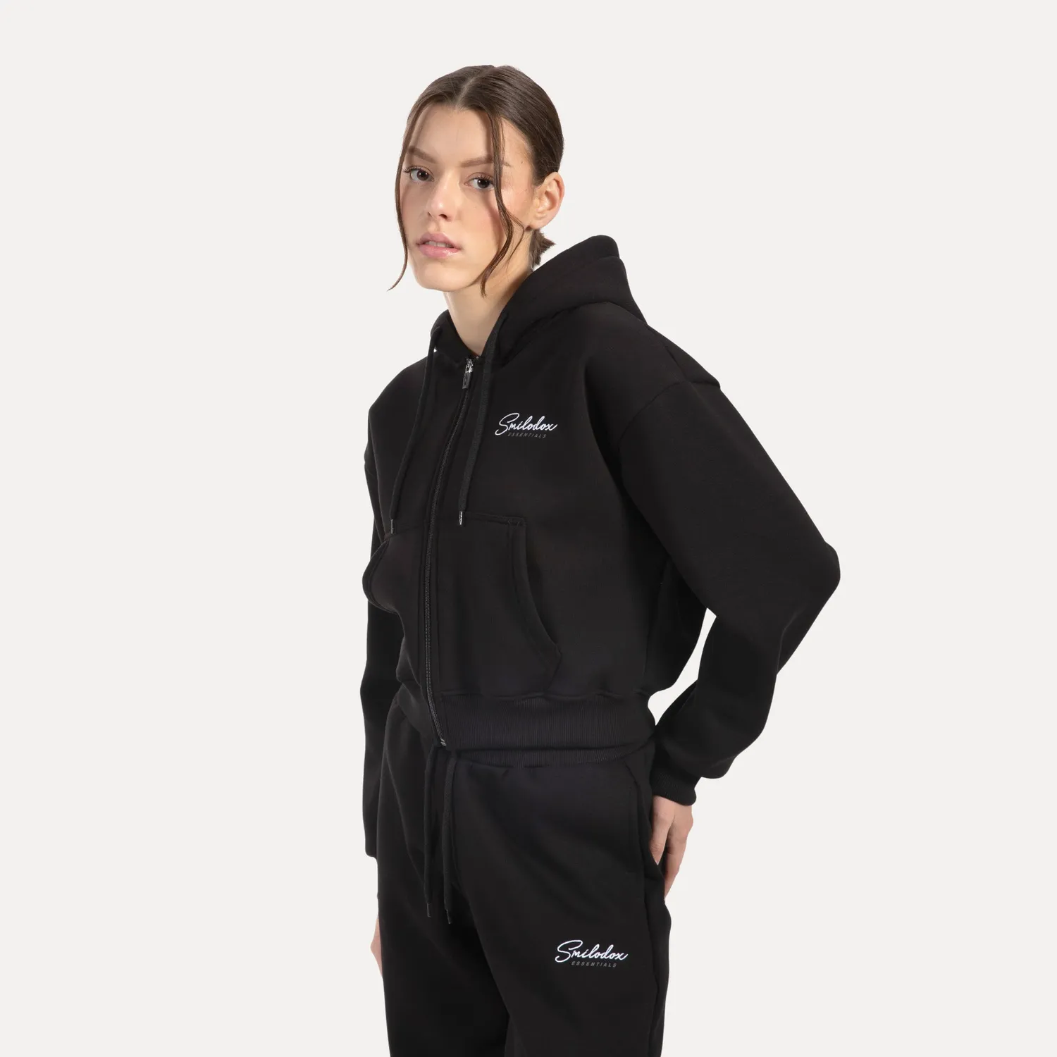 Smilodox Enara Zip Jacke Damen Schwarz Regular Fit