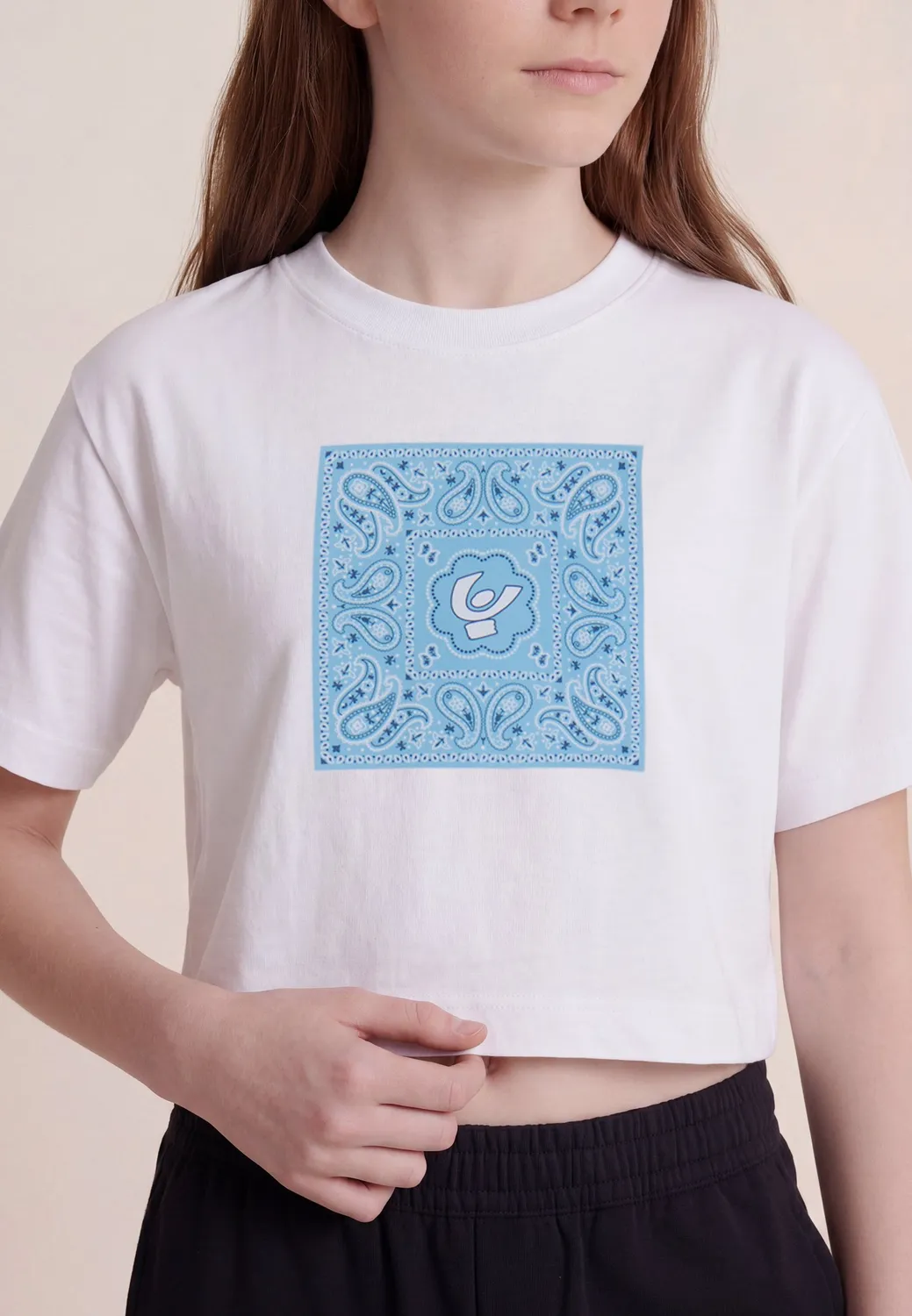 Freddy Cropped T-Shirt Mädchen Weiß Paisley