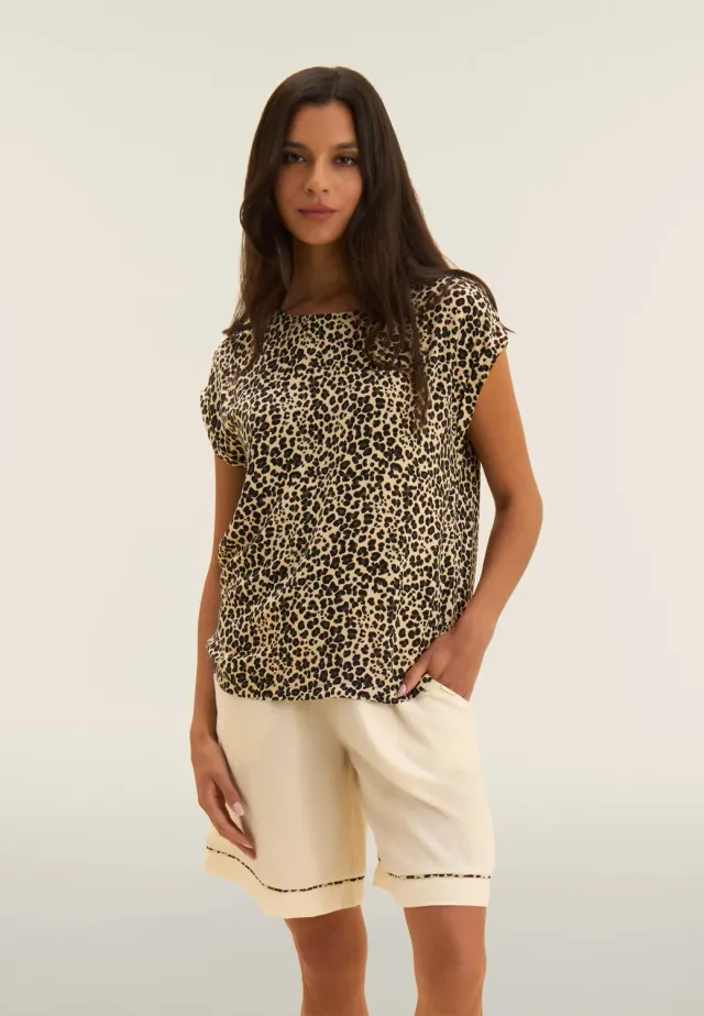 Freddy Damen T-Shirt Animalier Flügelärmel Viskose