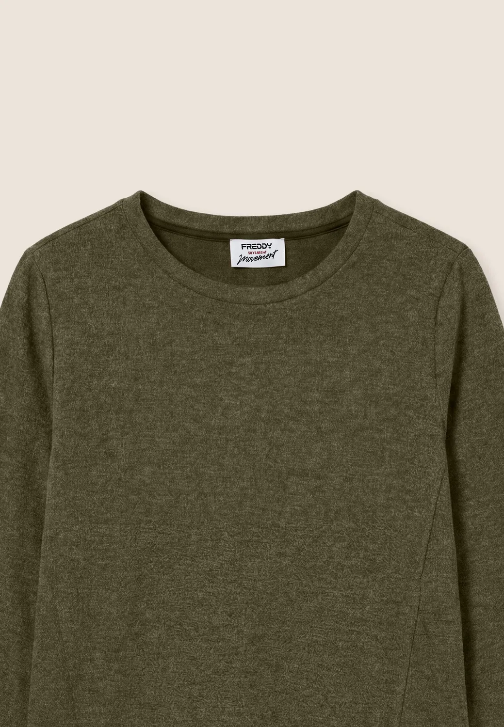 Freddy Rundhals Sweatshirt Tricot-Effekt Burro Brown Melange M