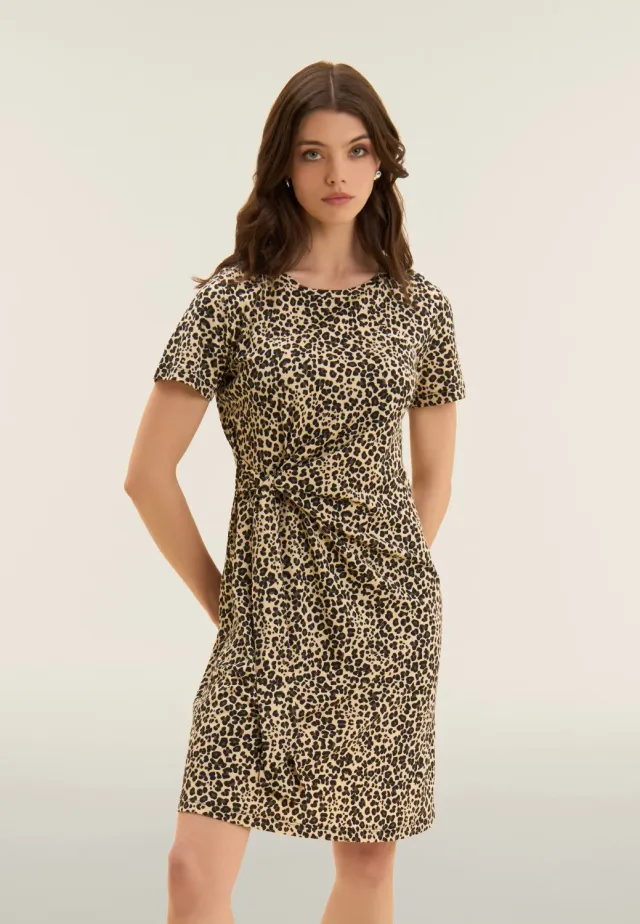 Freddy Animalier Kleid Whitecap Gray Knoten Regular