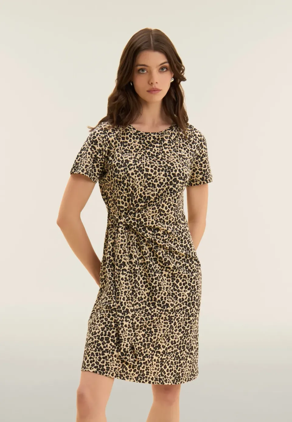 Freddy Animalier Kleid Whitecap Gray Knoten Regular
